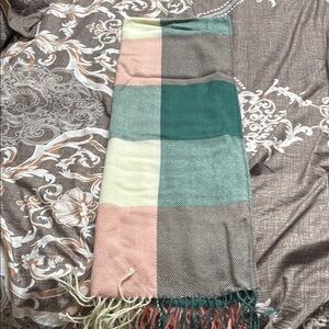 Color Block Scarf with Fringe